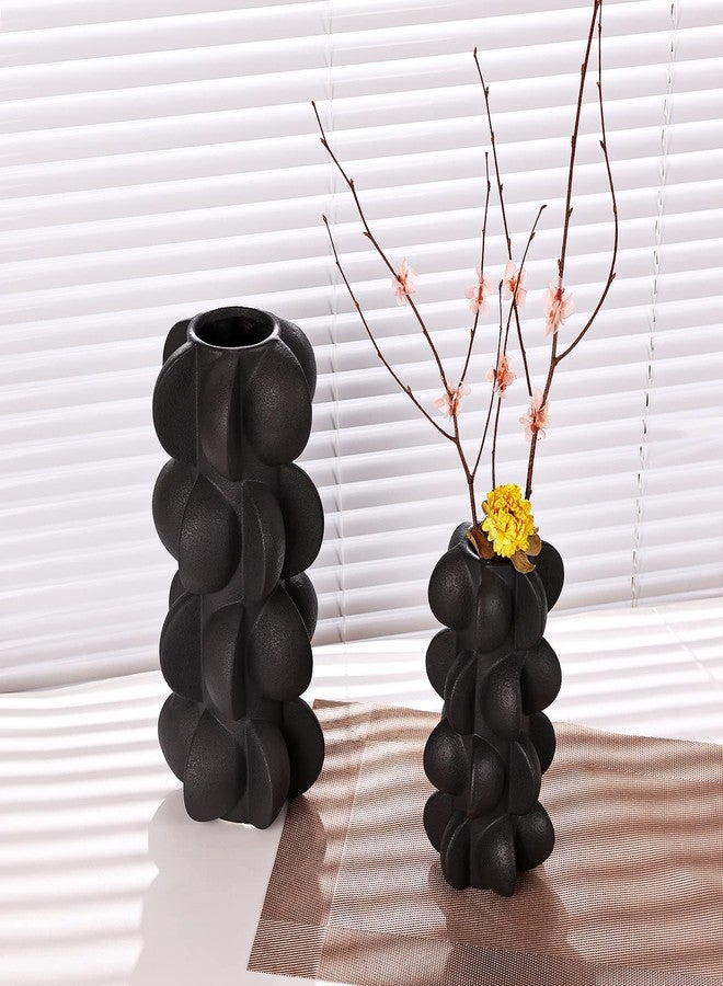 Biyread 9-Inch Ceramic Flower Vase for Modern Farmhouse Decoration, Black Flower Vase for Home Decor Living Room, Home, Office, Centerpiece,Table and Wedding (Small, Black) - Image 4